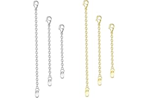 MOZEAT LENS Necklace Extender,6 PCS Silver and Gold Chain Extenders Jewelry Extenders with Lobster Claw Clasp, 2" / 3" / 4" Chain Extension for Necklaces Chokers Braclets Anklets