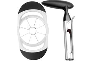 ZEACCT 2 Pièces Ensemble Coupe-Pomme et Vide-Pomme, Coupe-Pomme et Trancheuse À Fruits, Coupe-Pomme Super Tranchant Acier Inoxydable, Coupe-Pomme Créatif pour Couper Divers Fruits - Noir