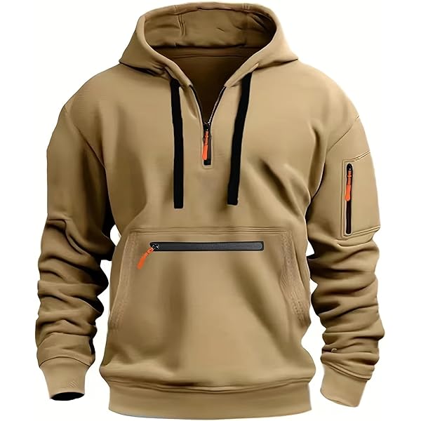 Sweat à Capuche Homme Color-block - Poche Kangourou, Manches Longues, Tissu Doux Et Chaud, Décontracté