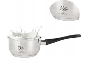 KARL HAUSMANN Pentolino Latte Induzione - 12 cm - 0.6 L - Casseruola Acciaio Inox - Pentola Piccola per Induzione, Gas, Elettrica e in Vetroceramica - Manico in Bakelite - Bollilatte - Scaldalatte