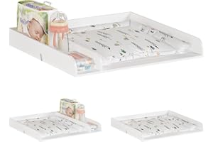 WOLTU Plan à Langer pour Commode, Table à Langer Accessoires, avec Cloison de Séparation, 80x8,5x74,5 cm, Fixation Sécuritaire, en MDF, Blanc