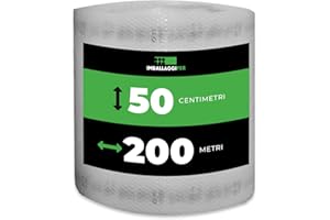ImballaggiPer Rotolo Pluriball Leggero 50cm x 200mt 35gr/mq con HD, Bobina per Imballaggio e Spedizione, Ideale per Trasloco, Trasporto e Protezione Oggetti