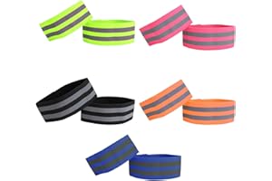 SPRHR 10 Stück Doppel Reflektorbänder, Verstellbares Elastisches Hosenklammer Fahrrad in 5 Farben, Reflektorband Klettband für Unterschenkel und Arme Geeignet Joggen, Wandern und Radfahren im Freien