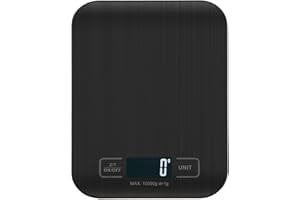 Digita Kitchen Scales, Digital Scales 10 kg – Accurate Measurement Up to 1 g, Stylized and Slim Food Scale, LCD Display, Tare Function (Black)
