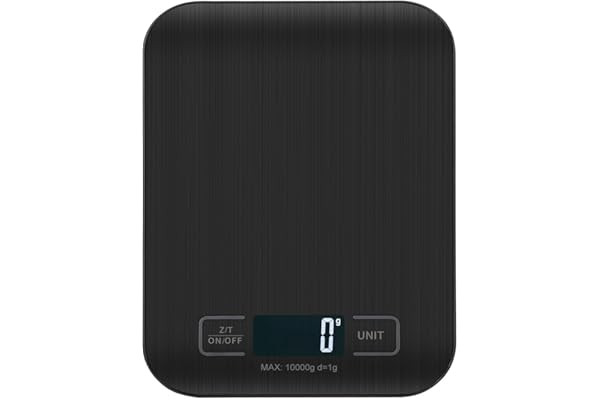 Báscula de Cocina Digita, Báscula Digital 10kg - MedicióN Precisa Hasta 1g, Estilizada Y Delgada Balanza Para Alimentos, Pantalla Lcd, FuncióN De Tara (Negro)