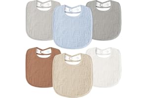 Susurration Baberos Bebe de Muselina Para Paquete de 6,Suaves Ajustables Cuadrados Baberos Apto Para bebés Unisex