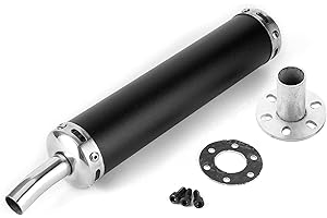 EBTOOLS Silenziatore di scarico moto in acciaio inox marmitta 0.8in Moto Tubo silenziatore di scarico silenziatore modificate per moto a 2 tempi(Nero)