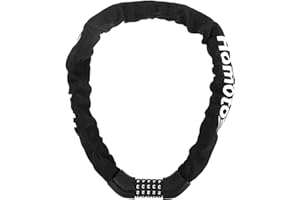 HOMOTO Candado Bicicleta,Cadenas Antirrobo con contraseña de 5 dígitos, Candado para Bicicleta de Alta Seguridad de Acero para Bici Moto Scooter (6 mm Negro)