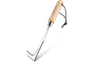 WORKPRO Estirpatore Erbacce Manuale con manico in legno, sarchiatore per erbacce con bordo seghettato, estirpatore erbacce da giardino per rimuovere muschio ed erbacce