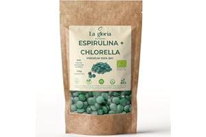 LA GLORIA MEDITERRÁNEA Espirulina y Chlorella en 300 Comprimidos Ecológica 100% Bio Naturales | 75 días | Alga Espirulina y Clorella Detox, Energía, Inmunidad | Suplemento Vegano con Proteína, Vitaminas y Minerales