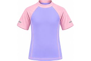 Hoseay Pojkar Flickor Bad T-shirt, Solskydd Badtopp Kortärmad med Reflekterande Ränder, Elastisk Andningsaktiv Rash Guard Trö