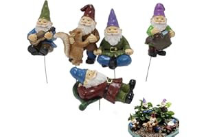 Srcasy 5 Stück Gnomos De Maceta De Plantas, Decoracion Jardin Exterior, Estatua De Gnomo En Miniatura De Bonsái, Enano Pequeño Gnomos De Jardín En Miniatura, para Patio, Oficina, Jardín, Escritorio