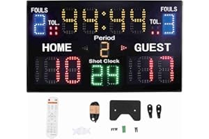 SPACNANA Tabellone Segnapunti Elettronico Multisport a 15 Cifre Tabellone Segnapunti Tavolo Utilizzato per Basket, Pallavolo, Wrestling e Altro 100‑240 V