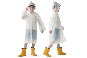 ‎OPRET Opret 2 Stück Regenponcho Kinder, Wiederverwendbar Wasserdicht Regencape mit Kapuze und Ärmeln, Eva Atmungsaktiv Regenschutz Regenmantel für Mädchen Jungen Wandern Camping Reisen