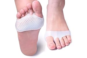 V&AMYA 2 Pezzi Cuscinetti Metatarsali - Cuscinetti dell'avampiede per Metatarsalgia in gel al silicone traspiranti per Neuroma - Atrofia - Sensazioni di Bruciore -Allevia il Dolore