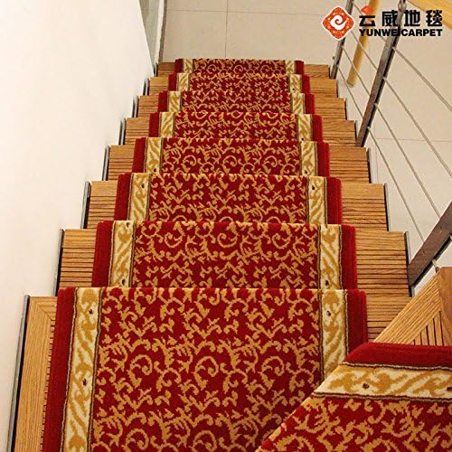 BLZZR Thick staircase leading from self-adhesive rubber pads anti-slip solid wood floor mats staircase step-by-step process to pad,75X24CM, red