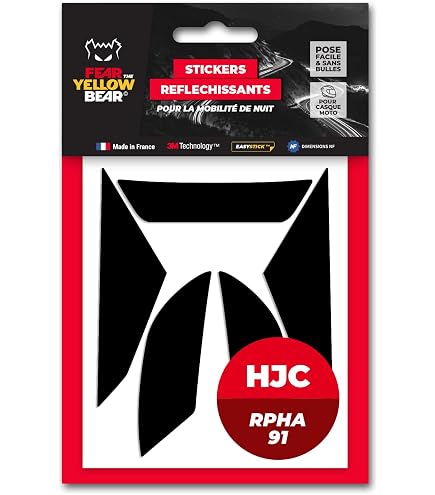 Kit 4 Autocollants Réfléchissants Repositionnables Pour Casque HJC I31 - Technologie 3M - Blanc - Conforme Norme ECE 104