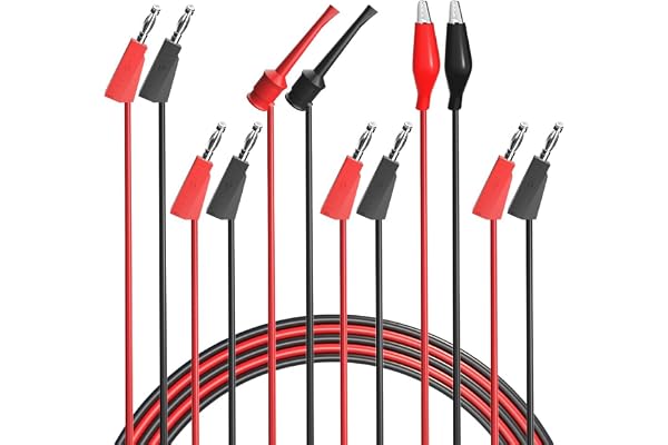 Greluma Multimeter Testkablar Set, Banan Plugg Kablar Kit-Staplingsbar Banan till Alligator Clips, Banan till Banan Pluggar