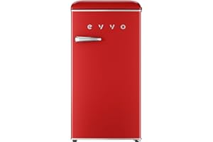 EVVO Nevera Pequeña Retro, 84 litros de Capacidad + 11 Litros de Congelador, Diseño Vintage, Bajo Consumo, Silenciosa, Control de Temperatura, Organizador, Frigorífico Mini F26 Retro Color Rojo