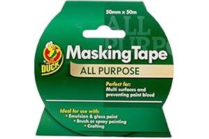 Duck Tape All Purpose Masking Tape 50mm x 50m, indoor painting and decorating for multi surfaces prevent paint bleed
