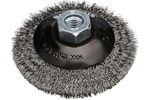 RHODIUS SKBW, 1x Kegelbürste Stahl Ø 100 mm, gewellter Draht 0,3 mm, M14, Drahtbürste Winkelschleifer, Reinigungsbürste, Stahlbürste