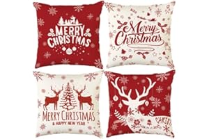 Aitsite 4 poszewki na poduszkę 45 x 45 cm na Boże Narodzenie, dekoracyjna poszewka na poduszkę na Boże Narodzenie, poszewki na poduszkę na świąteczne dekoracje do wnętrz, zimowa dekoracja salonu