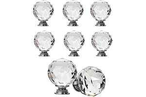 NUODWELL Lot de 8 boutons de tiroir sphériques en cristal (40 mm)