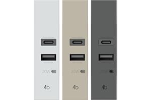 4box -Alimentatore USB CA 20W compatibile Bticino® LivingNow™, per caricare i dispositivi senza bisogno di alimentatori. 2 connettori: uno di tipo A, uno di tipo C. Incluse cover Bianco, Sabbia, Nero