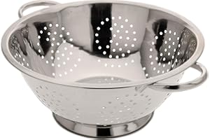Abrus® Stainless Steel Colander 24cm - Advanced Sturdy Base | Wide Handle | Dishwasher Safe