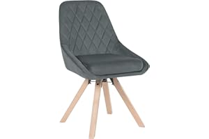 ‎WOLTU WOLTU Esszimmerstuhl drehbar, Drehstuhl, Küchenstuhl, Polsterstuhl mit Samtbezug, Wohnzimmerstuhl, Design Stuhl, Beine aus Buchenholz, Dunkelgrau, BH359dgr-1