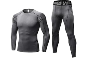 MINGHE Thermal Underwear Mens, Long Johns for Men Thermal Underwear Set Long Sleeve Base Layer Compression Suit Winter Thermals Top & Bottom for Workout Skiing Running