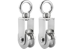 WOPPLXY 2 Pièces Poulie de Levage, 34mm Poulie de Renvoi en Acier Inoxydable pour Corde, Câble en Acier