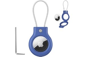 WANME Apple AirTag Cover Secure Holder con Cavo Metallico, Custodia Protettiva Portachiavi Accessorio per Chiavi, Bagagli, Animali Domestici, Case durevole con Blocco Chiave Allen Sistema