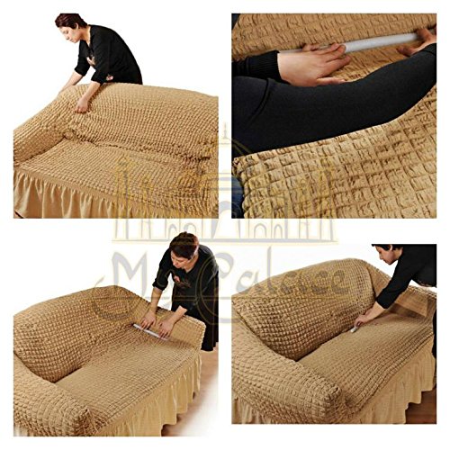 Stretch Sofabezüge 1er+2er+3er in creme (Sofabezuege Set, Sofabezug) / Sofabezug Ikea / sofabezuege 3 2 1 / sofabezug groß - 4