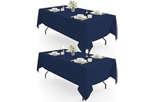 Pureegg Table Cloth - Polyester Table Cloth for Rectangle Table, 150 x 210cm Tablecloth, Decorative Tablecloths for Parties, Dinings, Picnics, Washable & Ironable, Navy Blue, 2 Pack