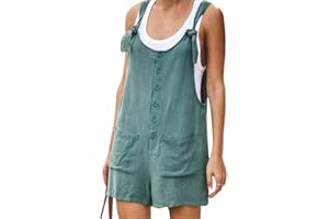 OEAK Salopette Courte Femme Shorts Combinaison Imprimé Fleur Jumpsuit Lin Coton Lâche Casual pour Eté