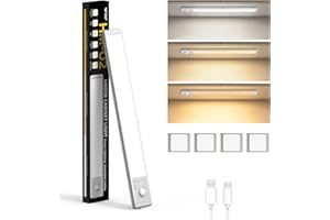 Smiling Shark Luz LED con Sensor de Movimiento, HM-02 30 cm Luz de Armario Magnetica 2000 mAh Recargable Ultrafino & Fácil Instalación & 3 Colores LED Adhesiva Cocina Sótano Garaje Gabinete (1 PACK)