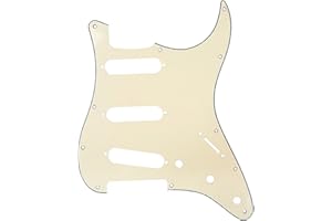 Musiclily 11 Fori SSS Battipenna Strat Pickguard per Chitarra Elettrica Fender USA/Messico Stratocaster Standard Stile Moderno,3 strati Crema