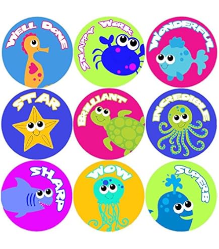 144 Deep Blue Sea Praise Words 30mm Kid's Reward Stickers For - View #12