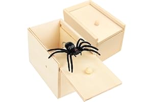 YIZEMAY 2 Stück Spider Prank Box, Spinne Scherzartikel, Spinne Streich Box Holz, Holz Prank Spider Scare Box Streich Spinne Angst Box Streichschachtel für Kinder Erwachsene Party Favors