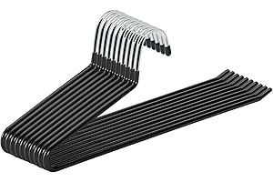 ABHENG Hosenbügel aus Metall, 10er-Pack, Kleiderbügel für Hosen mit offenen Enden, platzsparend, rutschfest, einfaches Aufhängen, 38B x 13H cm, Schwarz,AIY0510B