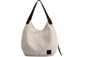 DIRRONA Donna Borsa In Tela Casuale Donna Borse A Spalla In Tela Leggero Sacchetto Da In Tela Alta Capacità Borsa Tote Viaggio Vacanza Borsa Da Spiaggia Beige Bianco