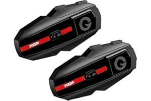 XGP Intercom Moto Duo pour 2 Casques, Bluetooth V5.2 avec Partage de Musique, Système de Communication, Kit Main Libre Moto Interphone, avec étanchéité IP67, Intercom Casque pour Ski, 2 Pièces