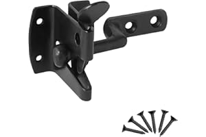 Keypak Auto Gate Latch/Catch, Self Closing Security Hardware Set with Weather Resistant Finish for Wooden Gates, Barn & Shed Doors - Black Powdered