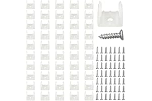 COYUN 50 Pièces Fixation Ruban LED, LED Néon Montage Clips Support Montage, Support pour Bandes, Inclure Vis pour 12mm à 14mm Silicone LED Néon Bande Lumineuse, Translucide, Blanc, avec 50 Vis