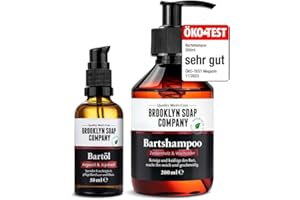Zestaw do pielęgnacji brody dla mężczyzn – Brooklyn Soap Company Beard Essentials Bundle – z olejkiem do brody 50 ml i szamponem do brody 200 ml – codzienna pielęgnacja i czyszczenie każdej brody