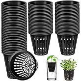 SAIJIAN 60 Piezas Maceta Hidrop&oacute;nica 5.5cm Cesta Hidrop&oacute;nico Maceta de Malla de Pl&aacute;stico Negro Copas de Plantas Maceta Red pa
