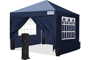 Quictent Pavillon 3x3 Faltpavillon mit 4 Seitenteilen, Wasserdicht Gartenpavillon mit 4 Sandsäcken & Rolltasche,Partyzelt Gartenzelt für Fest und Flohmarkt Navy Blau