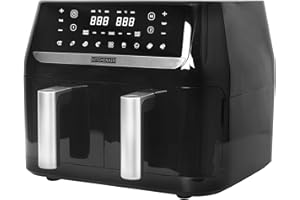 COZYBRITE Dual Air Fryer with Large Double Drawers 10L Airfryer 8-in-1 for Family Fry Bake Roast and More Nonstick Basket Digital Dishwasher Safe SyncFinish Shake Function 1800W DUAF-11