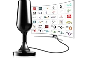 DTB TECH Digital Indoor TV Aerial for Smart TV, Freeview TV Ariels Indoor, Portable Inside 4K 1080P HDTV Antenna for Local Channels with Magnetic Base, Support All HDTVs, 360° Reception, 9.8FT Cable, 120 Miles
